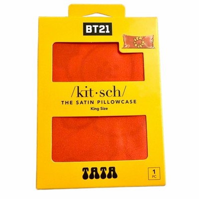 Kitsch x BT21 Satin Floral Pillowcase in TATA w/ Zipper in King Size New