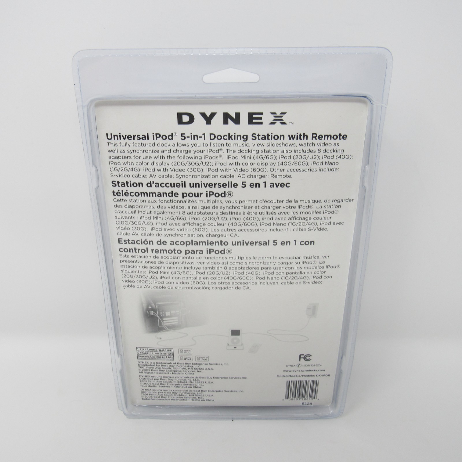 Dynex Apple iPod Docking Station with Remote for Legacy Models DX-IPDR 5 in 1