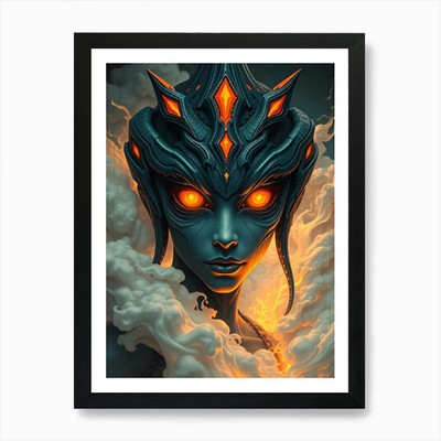 Aeon Fantasy Frauen in Rauch und Tanne gerahmtes Wandbild Poster Leinwanddruck Bild