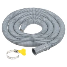 4.9Ft Air Conditioner Drain AC Drain Connector Hose with Clamp Gray 1Set