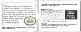 [MANUAL ONLY] Super Mario Bros./Duck Hunt (Nintendo NES, 1988) Clean, Complete