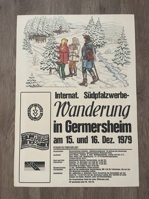 Original 1979 Art Deco German Volksmarch Wanderung Poster Kossinger-Druck