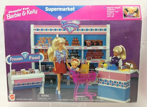 Vintage 1996 Mattel Shoppin Fun Barbie & Kelly Supermarket Playset #67507 NRFB