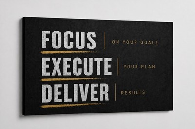 ICE ARMOR Large Canvas 24x36'' Focus Execute Deliver Quote Minimalist