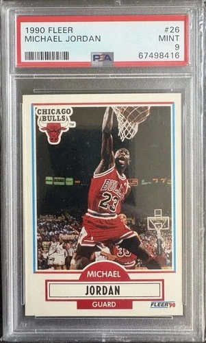 1990-91 Fleer - Michael Jordan #26 No Black Line Above Biographical Error Card