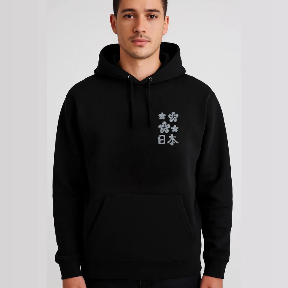 Sudadera con Capucha Sakura Bordada - Sudadera Pullover Japonesa Flor de Cerezo S–5XL Foto 4 de 4