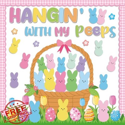 Easter Bunny Bulletin Board Set Classroom Decorations Egg Basket Cutouts