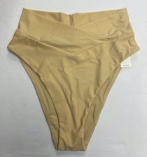 Aerie Crossover High Cut Cheeky Bikini Bottom -- MUTED YELLOW S