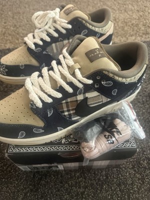 Nike SB Dunk Low Travis Scott Paisley Plaid Nubuck Sneaker CT5053-001 2020