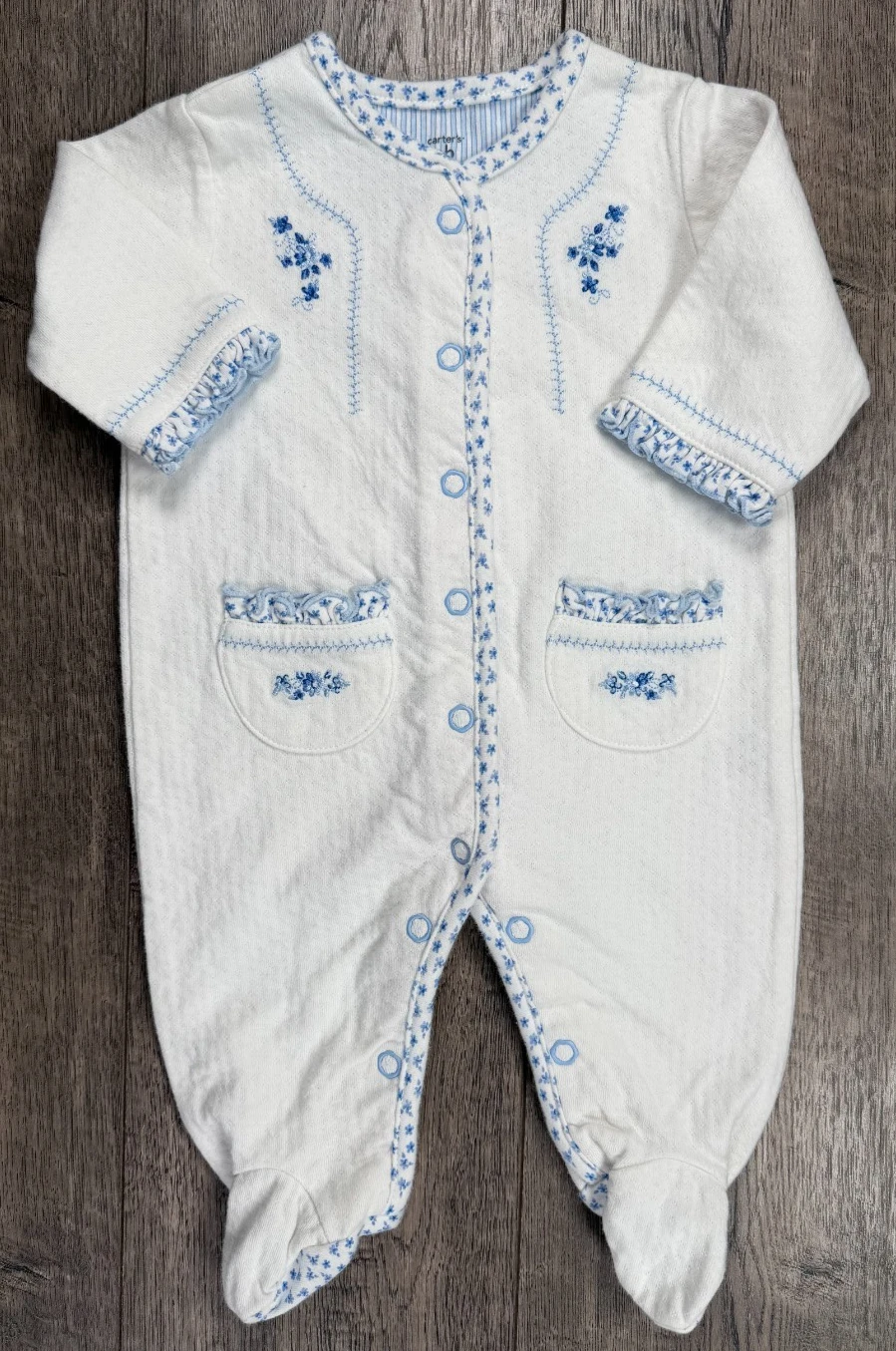 Baby Girl Clothes Vintage Carter's Newborn Pretty Blue Footed Outfit