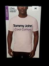NEW Tommy John Cool Cotton Crew Neck Undershirt Modern Fit Medium WHITE 2-Pack