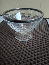 Antike Kristall Schale mit 925 Sterling Silberrand WTB - 17 cm