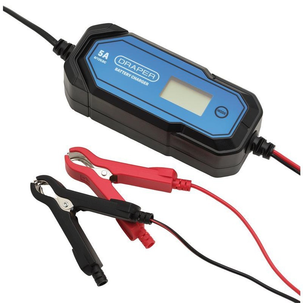B&Q - 5A 6V/12V Smart Battery Charger With Lcd Display Automatic Battery Maintainer - Image 2