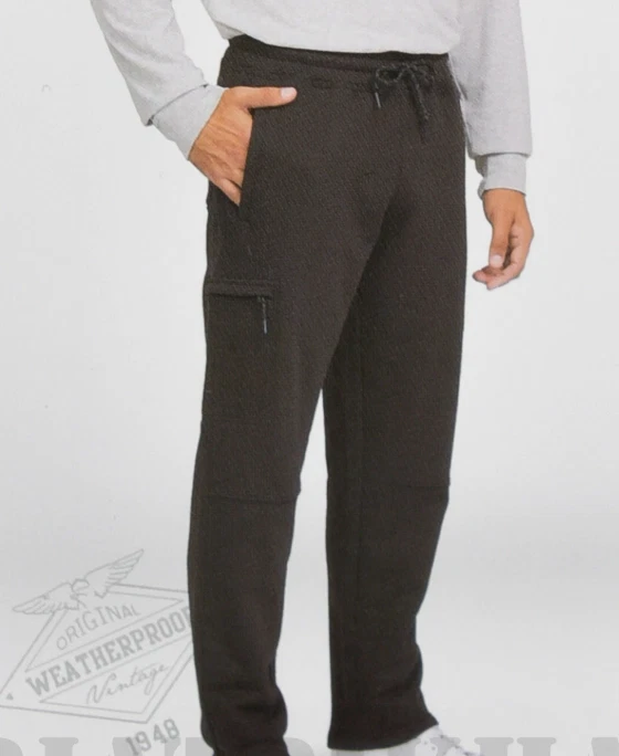 Weatherproof Vintage Men Fleece cargo pant, XL, BLACK