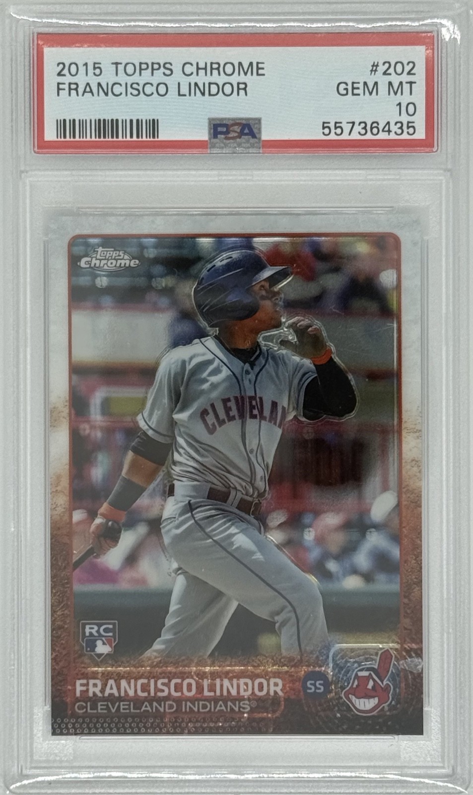 FRANCISCO LINDOR 2015 Topps Chrome #202 RC SP Indians Mets PSA 10