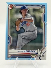 2021 Bowman Draft - Peter Heubeck #BD-146 Sky Blue /499 (RC)