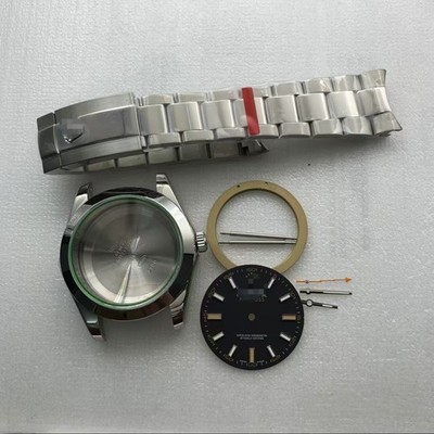 DIY SET for R 2824 watch case + dial + hands + Stainless Steel Strap 40mm