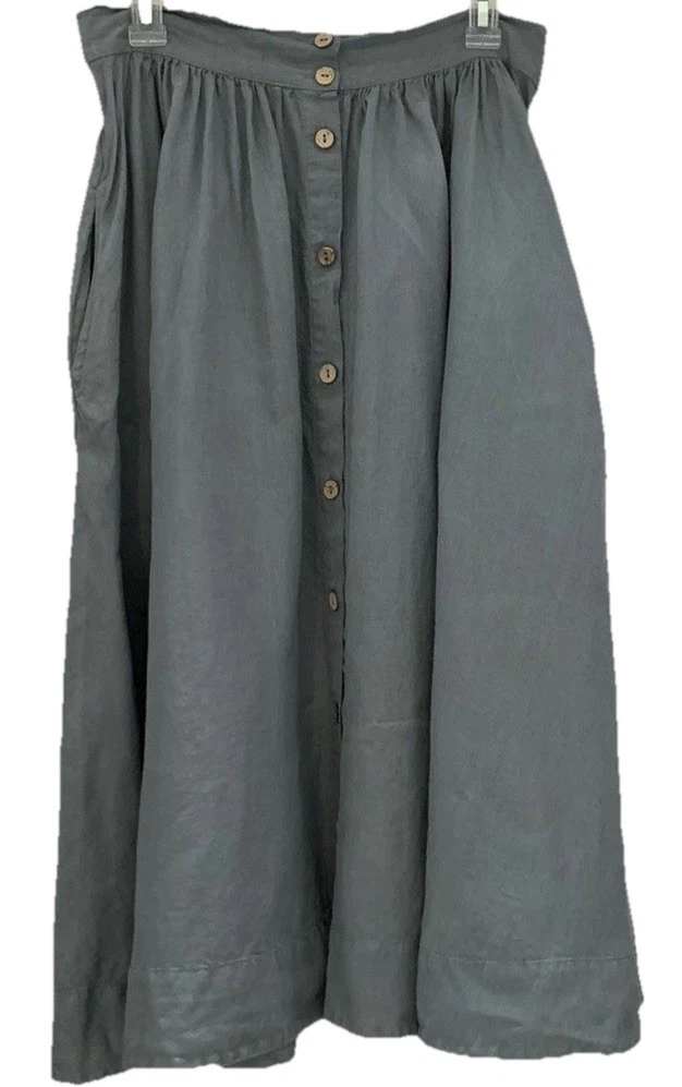 La Petite Alice Women's Linen A Line Button Front Skirt Size Large Pockets
Opens in a new window or