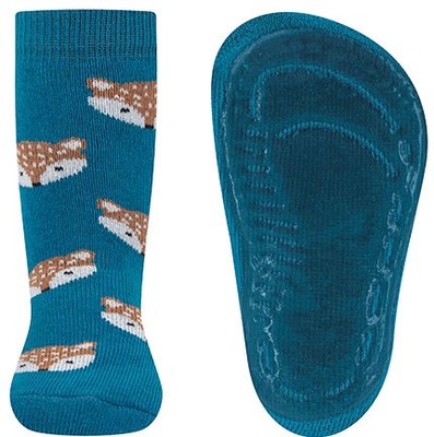 Stoppersocken aus BW Vollfrottee Softstep Sohle v. EWERS in Dkl Türkis mit Fuchs