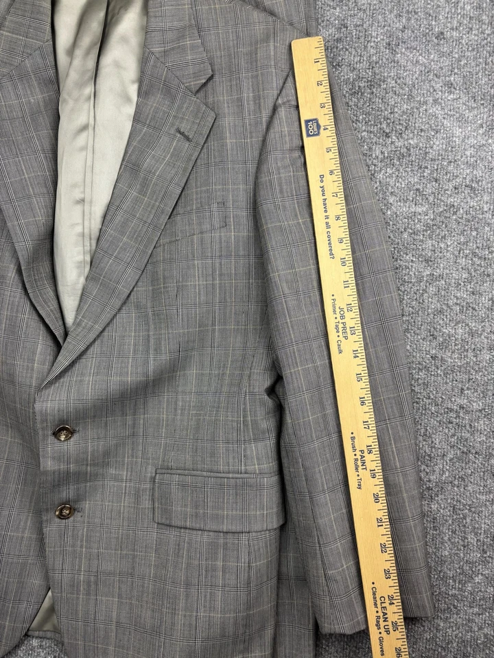 Terno polo vintage clube universitário masculino 44 cinza Glen xadrez lã feito nos EUA anos 90 - Imagem 2 de 4