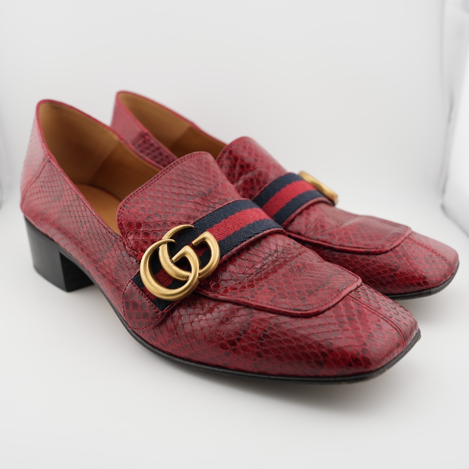 Gucci Peyton Red Lizard Leather Loafer Pump US 9 Women