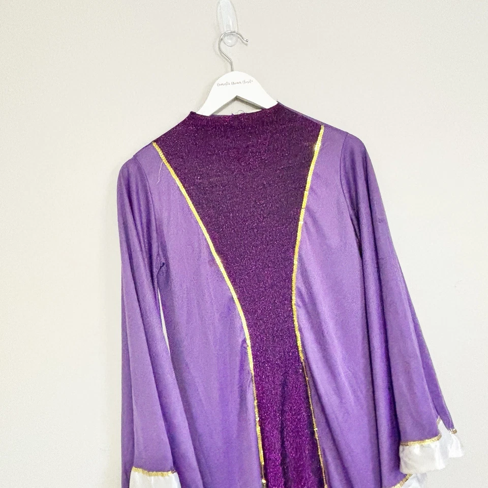 DISNEY Women’s Purple Sparkle WICKED WEAR Dress Bell Sleeves Halloween Size S - Image 2 of 4