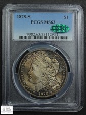 1878 S Morgan Silver Dollar $1 PCGS MS 63 CAC (GORGEOUS DARKER TONING!!!)