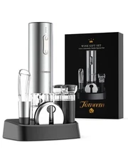 TOMEEM Electric Wine Opener Set - Rechargeable Wine Bottle Opener with Vacuum...