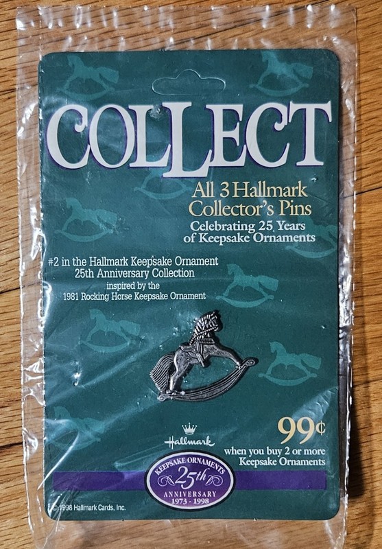 1998 25th ANNIVERSARY HALLMARK COLLECTOR'S PIN #2 UNOPENED 1981 ROCKING HORSE