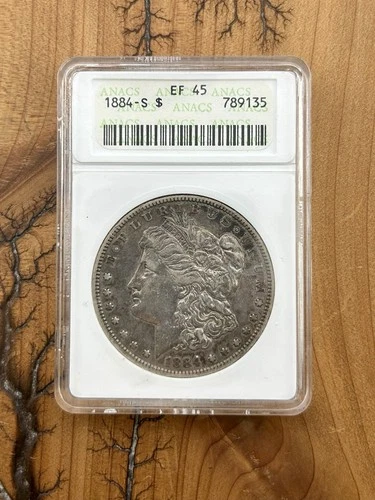 1884-S Morgan Silver Dollar $1 ANACS EF/XF45 Old Soapbox