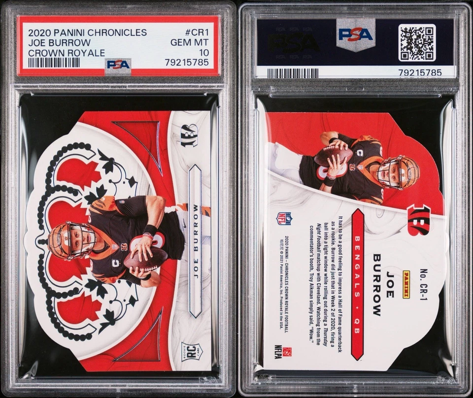 2020 Panini Chronicles Joe Burrow Crown Royale RC PSA 10 Bengals - Image 3 of 3