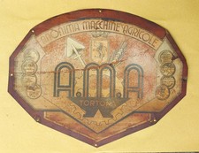 A M A ANONIMA MACCHINE AGRICOLE TORTONA  ITALIA RARA INSEGNA TABELLA 44,5 X 35