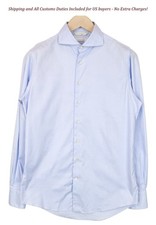 SUITSUPPLY Men's Formal Shirt 39/15 1/2 Blue Cotton Classic Extra Slim Fit