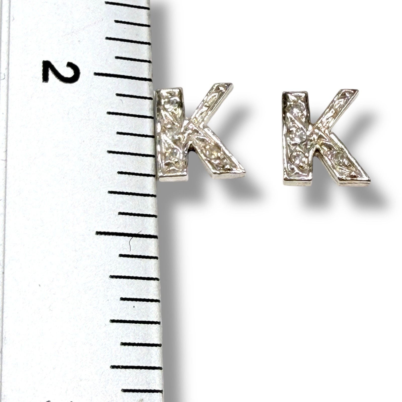 L Initial Block Letter Diamond Solid 14k White Go… - image 7
