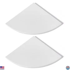 Koville 2-Pack White Marble Corner Shower Shelves – 10'' Wall-Mounted, No Drill