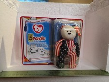 TY Beanie Baby Spangle Bear McDonalds 1999 New In Box Retired Patriotic Plush 
