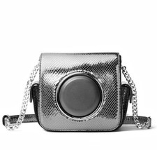 Michael Kors Borsa A Tracolla Scout Md Camera Metallica Embossed Argento Nuova