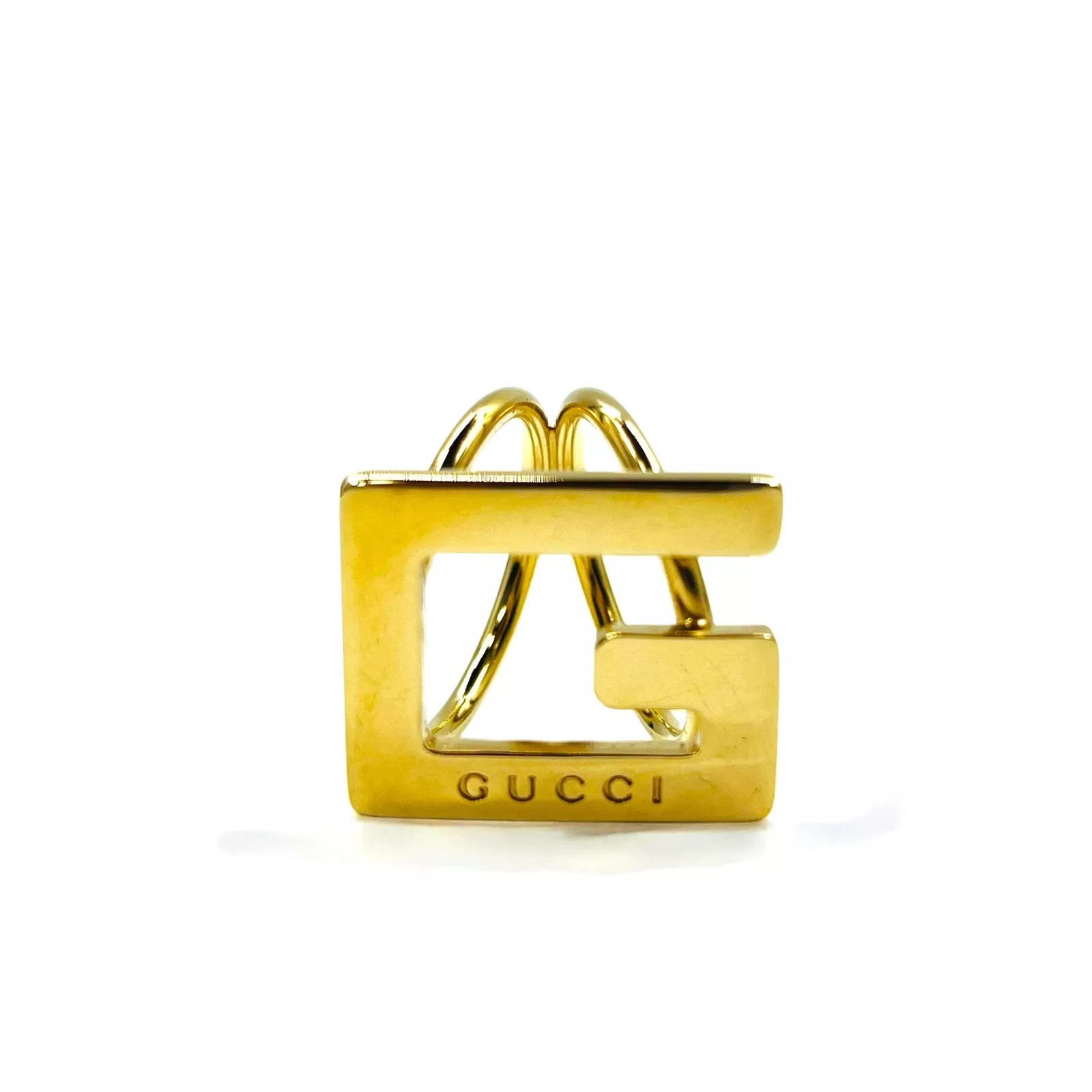 Bague écharpe logo G GUCCI fabriqué en Italie métal doré