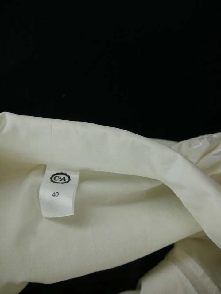 Gr.40 Trachtenbluse weiß Bluse C & A Baumwollmischung Spitze Stickerei TB8679 - Bild 4 von 4