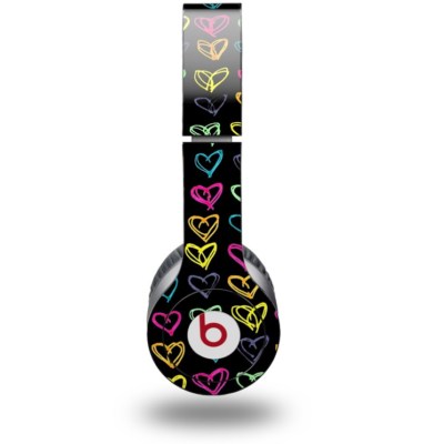 Skin for Beats Solo HD Headphones Kearas Hearts Black by WraptorSkinz