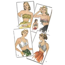1940's Sewing Pattern: Bra Tops - Bust=34" (86.4 cm)