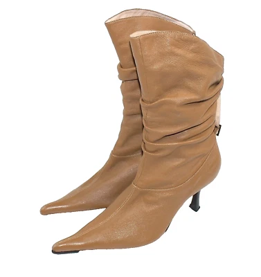 MADE IN ITALY! DESIGNER STIEFELETTEN STIEFEL SHOES 37 NAPPA BRAUN WARM #22-9# - Bild 1 von 4