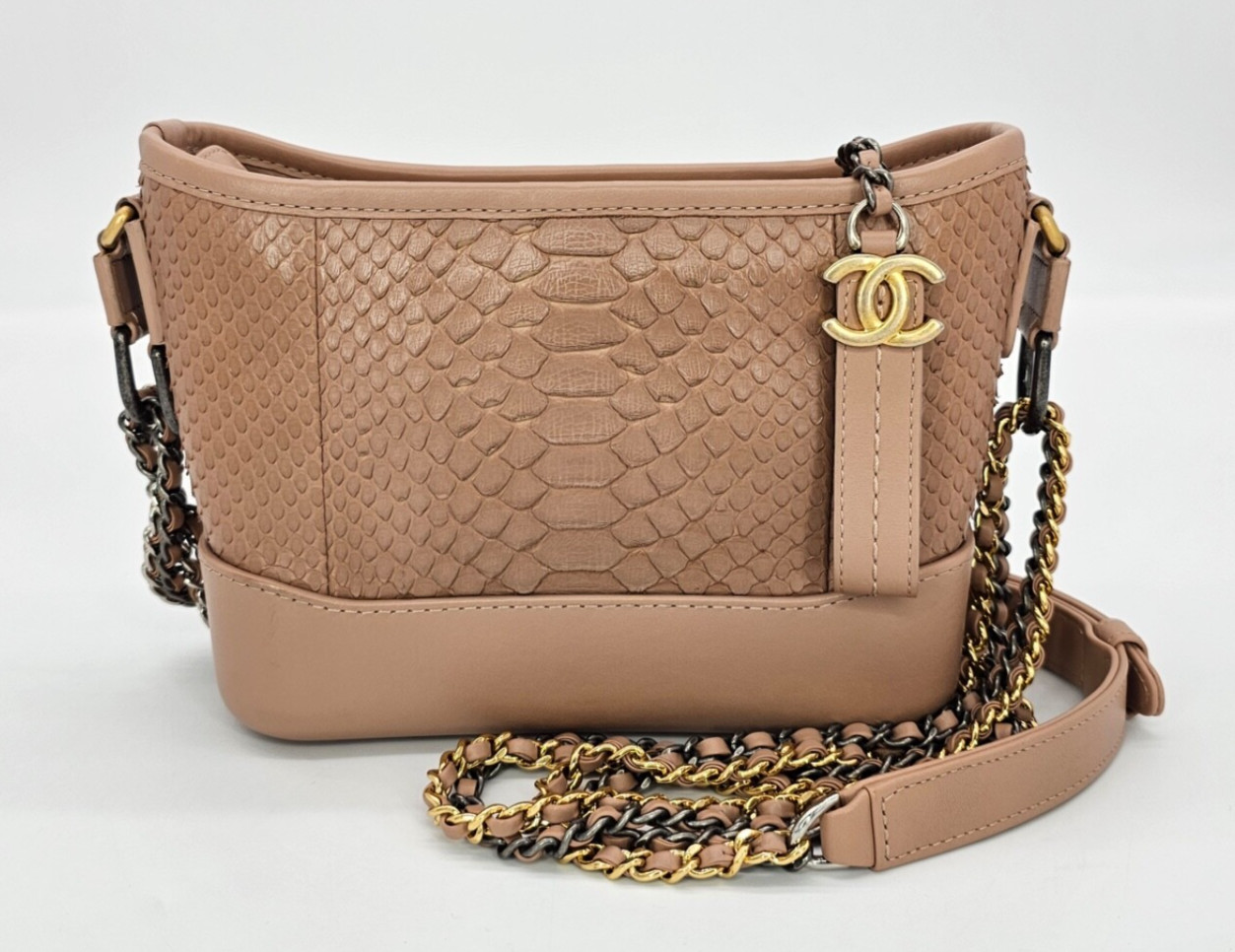 CHANEL Gabrielle Python Snakeskin Small Hobo Nude… - image 1
