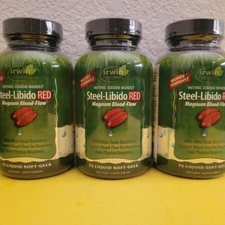 3 Bottles of Irwin Naturals Steel Libido RED 75 Softgel Each (225 total) New