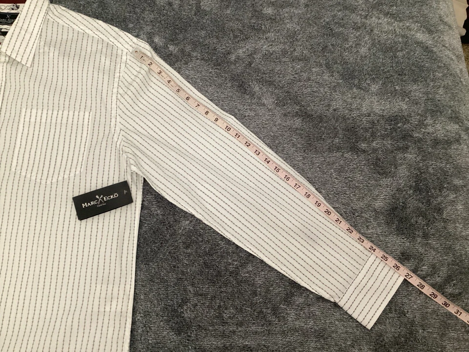 Camisa Marc Ecko Para Hombre XL Cuello Abotonado Manga Larga Rayas Foto 4 de 4