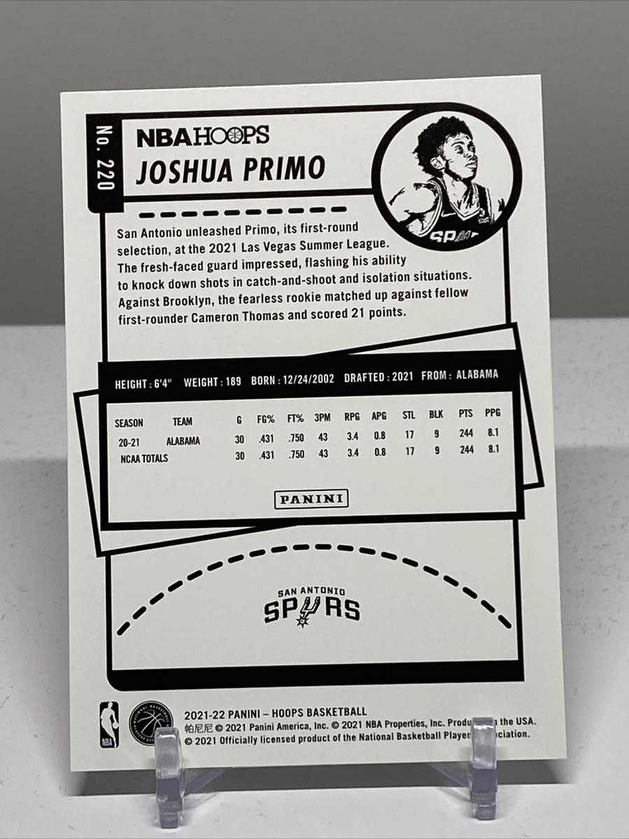 2021-22 NBA Hoops Winter Edition - JOSHUA PRIMO - Spurs RC #220 | eBay