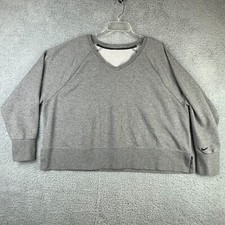 Nike Sweatshirt Womens 2X Dri Fit Versa Embossed Logo Crop Vneck Gray Boxy Fit