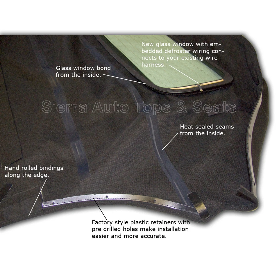 Audi TT 2007-14 conversível capota macia com janela de vidro, pano de sarja, preto - Imagem 2 de 4