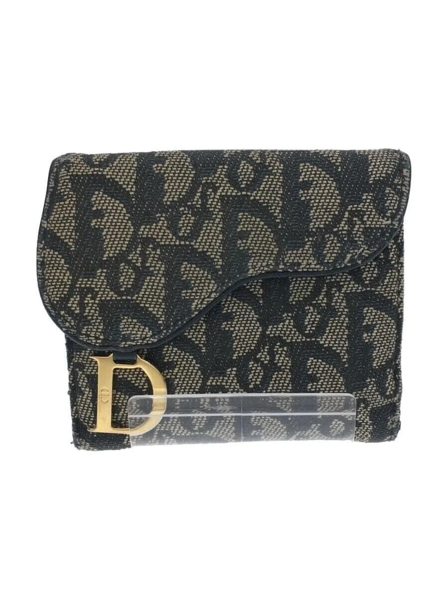 Christian Dior Compact Sac à Main Portefeuille Selle Charm Trotteur Marine Auth fm Japon Occasion