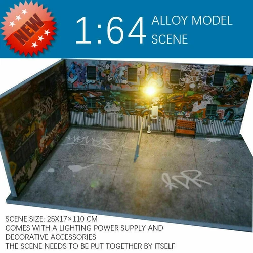 1/64 Scene Model Diorama Car Parking lot Scenery Background Display W/LED light - Picture 6 of 12